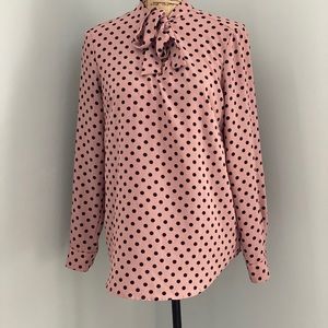 Pink and Black Polka Dot Blouse